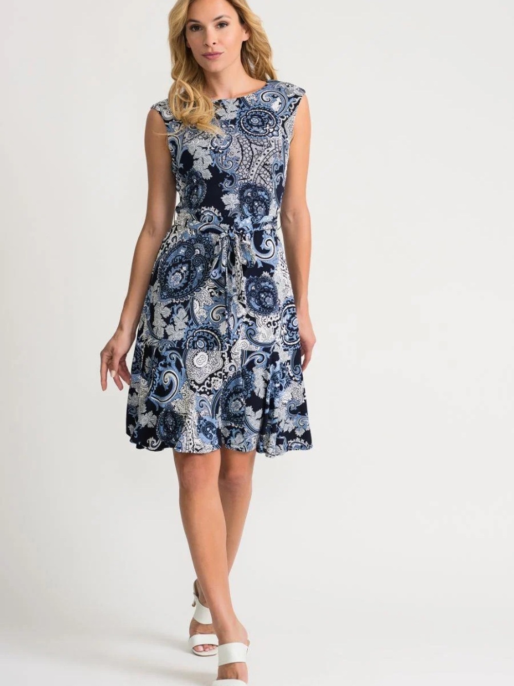 Joseph Ribkoff Blue Paisley Midi Dress Style 202032